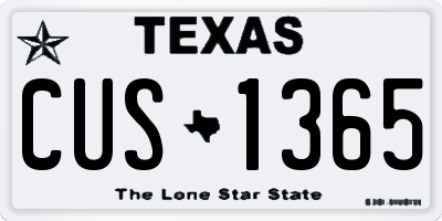 TX license plate CUS1365
