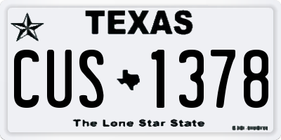 TX license plate CUS1378