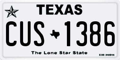 TX license plate CUS1386