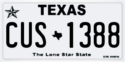 TX license plate CUS1388
