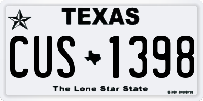 TX license plate CUS1398