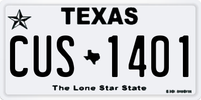 TX license plate CUS1401