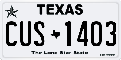 TX license plate CUS1403