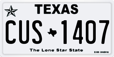 TX license plate CUS1407