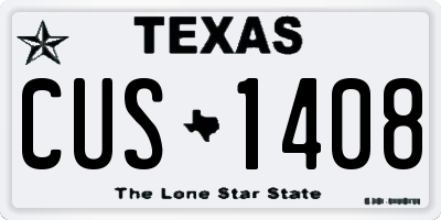 TX license plate CUS1408