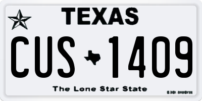 TX license plate CUS1409