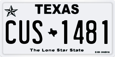 TX license plate CUS1481