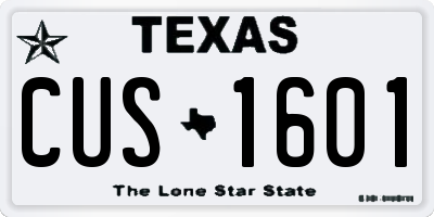 TX license plate CUS1601