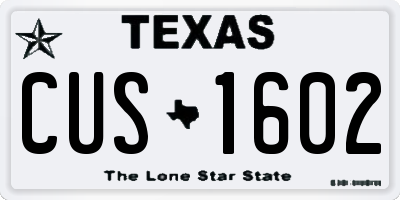 TX license plate CUS1602