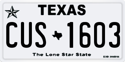 TX license plate CUS1603
