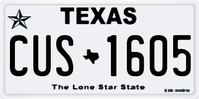 TX license plate CUS1605