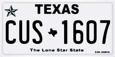 TX license plate CUS1607