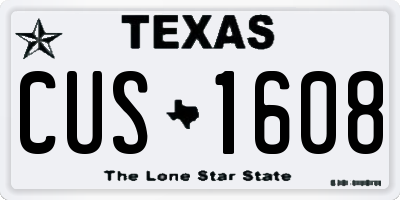 TX license plate CUS1608