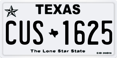 TX license plate CUS1625