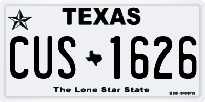 TX license plate CUS1626