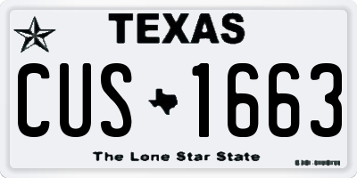TX license plate CUS1663