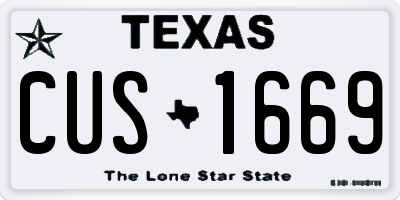 TX license plate CUS1669
