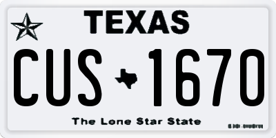 TX license plate CUS1670