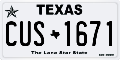 TX license plate CUS1671