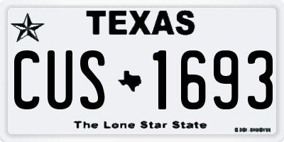 TX license plate CUS1693