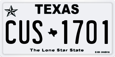 TX license plate CUS1701