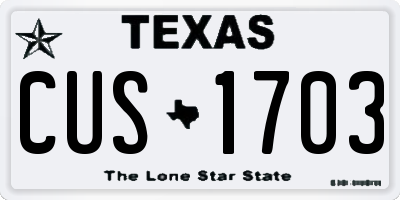 TX license plate CUS1703