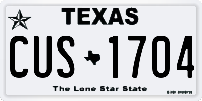 TX license plate CUS1704