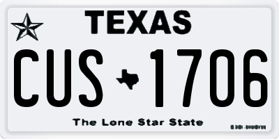 TX license plate CUS1706