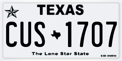 TX license plate CUS1707