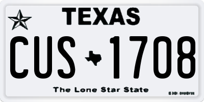 TX license plate CUS1708