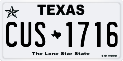 TX license plate CUS1716