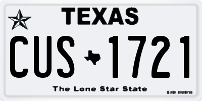 TX license plate CUS1721