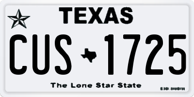 TX license plate CUS1725