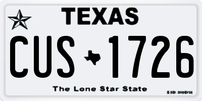TX license plate CUS1726
