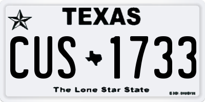 TX license plate CUS1733