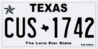 TX license plate CUS1742