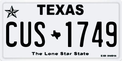 TX license plate CUS1749