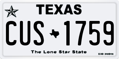 TX license plate CUS1759
