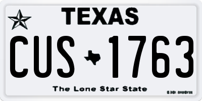 TX license plate CUS1763
