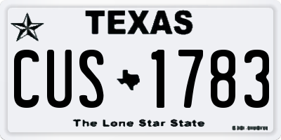TX license plate CUS1783