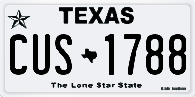 TX license plate CUS1788