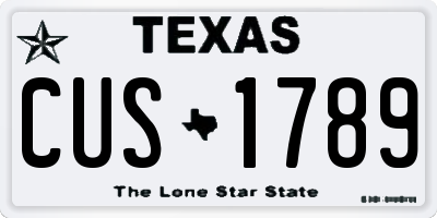TX license plate CUS1789