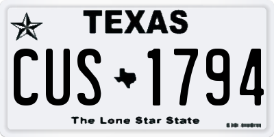 TX license plate CUS1794