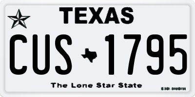 TX license plate CUS1795