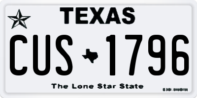 TX license plate CUS1796