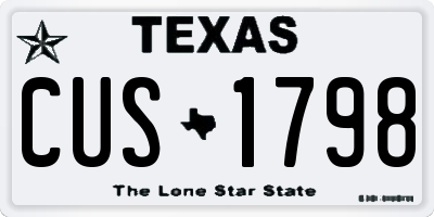 TX license plate CUS1798