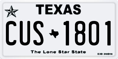 TX license plate CUS1801