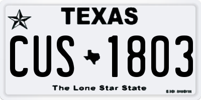 TX license plate CUS1803