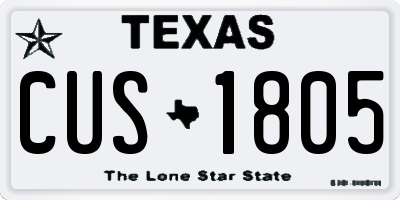 TX license plate CUS1805