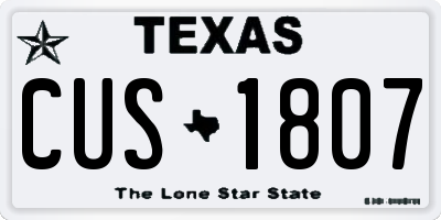 TX license plate CUS1807